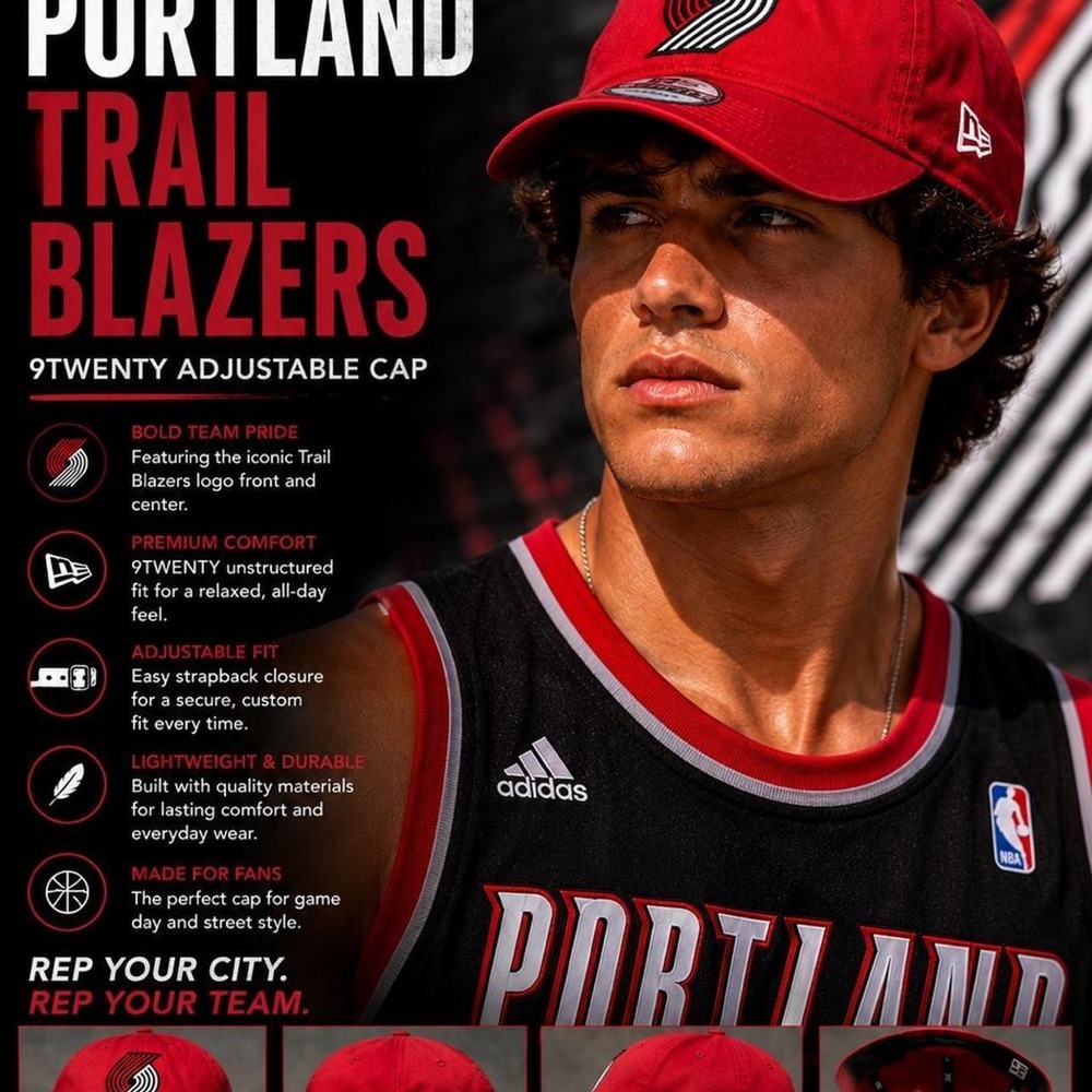 Portland Trail Blazers New Era 9TWENTY Red Adjustable NBA Hat Cap